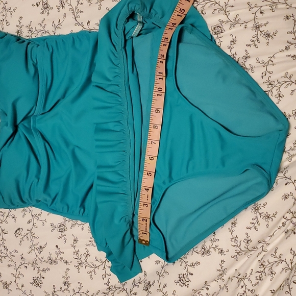 Jantzen teal aqua one piece swimsuit strapless size 6 - Picture 3 of 6